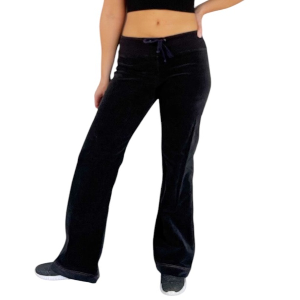 Nilla Shields black velvet corduroy drawstring cotton casual flare pants small